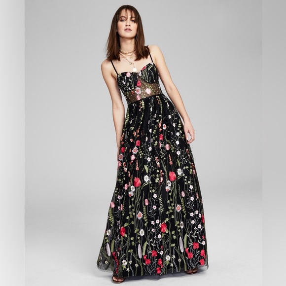 City Studios Juniors' Embroidered Illusion Corset Gown. New prom dress. - Picture 1 of 6